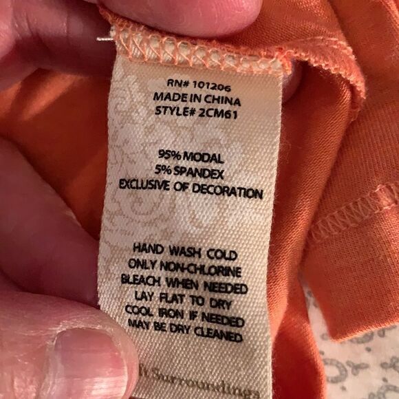 Soft Surroundings Tunic Blouse, Buttons, Loose Fit, Peach Color Medium, EUC - Picture 8 of 11